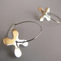 Sterling silver hippy flower hoop earrings