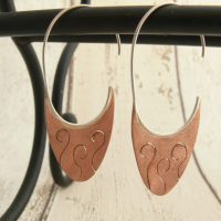 Copper flower hoop earrings