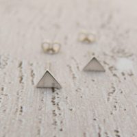 Small flat triangle silver Stud earrings