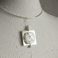 White glass sterling silver necklace choker