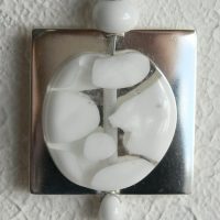 White glass sterling silver necklace choker